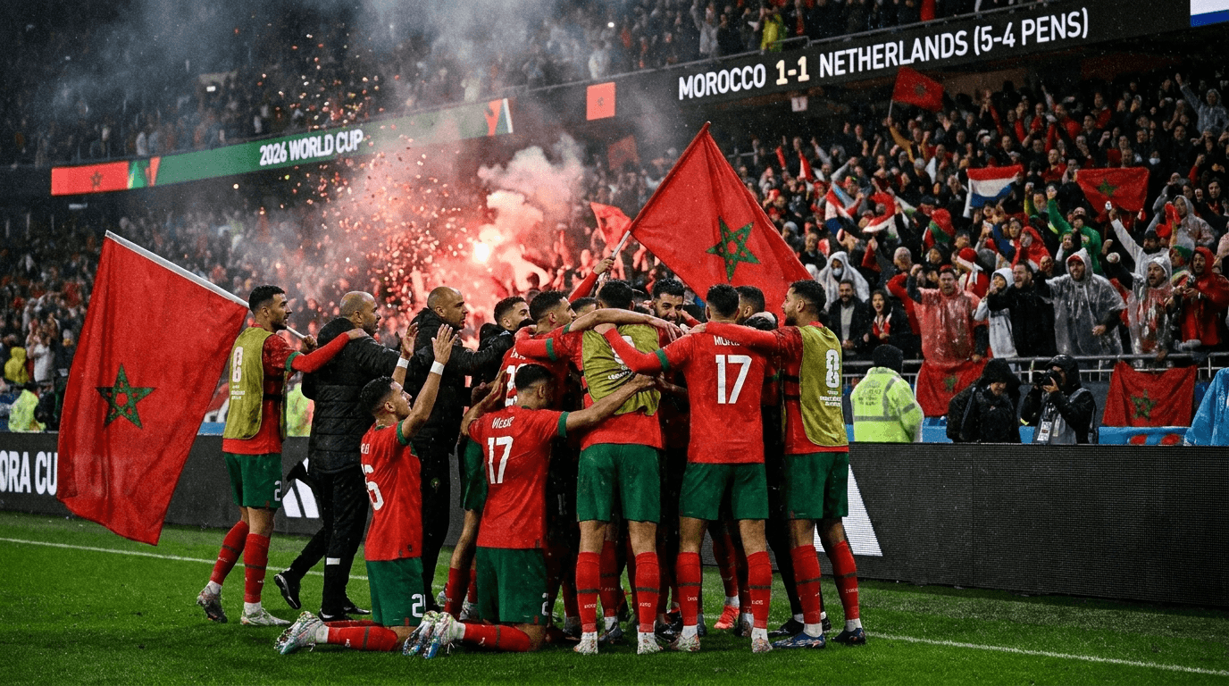 Morocco 1โ1 Netherlands (3โ2 Pens): Atlas Lions Stun the Dutch in Stoppage Time to Reach the Round of 16